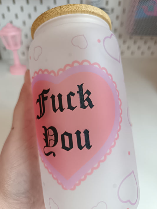 Verre givré avec couvercle F*ck you