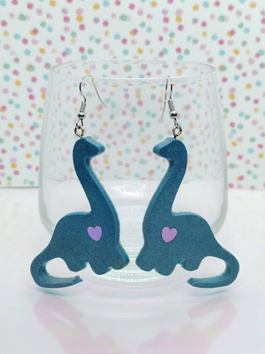 Boucles d’oreilles dino bleu