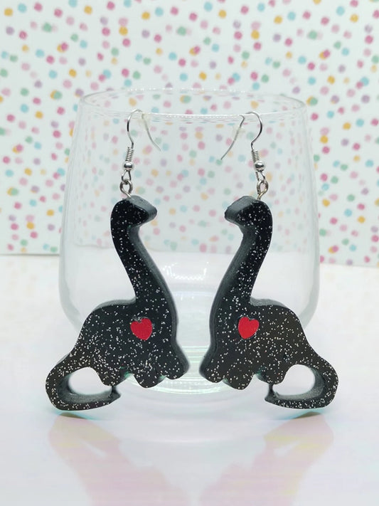 Boucles d’oreilles dino noires